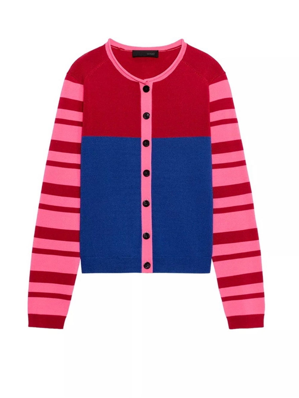 Zara Colorblock Stripe Button-Front Cardigan - Pink, Red & Blue